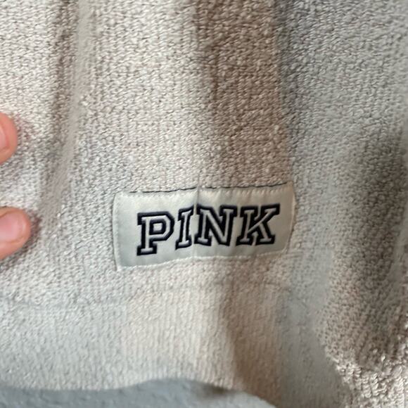 Pink Womens Small White Sweatshirt Logo Long Sleeve Pullover Terry Cloth Crew - Picture 4 of 8